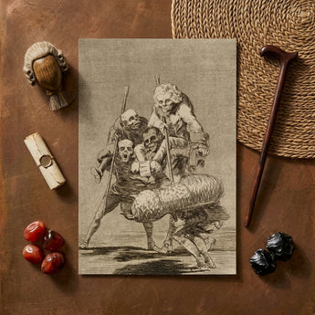 What one does to Another - Francisco De Goya Art Print / Canvas Detailed Black-and-white Print Group Figures Dramatic Poses Mounted Goya