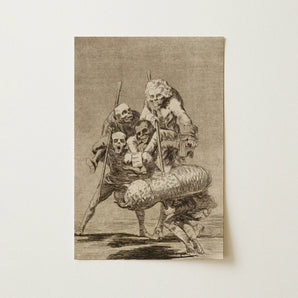 What one does to Another - Francisco De Goya Art Print / Canvas Sepia-toned Print Group Skeletal Figures Dramatic Poses Rendered Goya Art