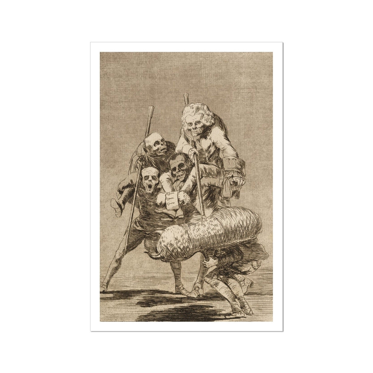 What one does to Another - Francisco De Goya Art Print, Group Skeletal Figures Bundled Object