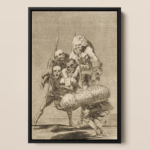 What one does to Another - Francisco De Goya Framed Canvas, 12x18’’ / 31x46cm / Black Floating Frame, Framed Print Five Skeletal Figures