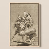 What one does to Another - Francisco De Goya Framed Canvas, 12x18’’ / 31x46cm / Natural Floating Frame, Framed Sepia-toned Five Skeletal
