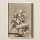What one does to Another - Francisco De Goya Framed Canvas, 12x18’’ / 31x46cm / White Floating Frame, Framed Monochrome Print Skeletal