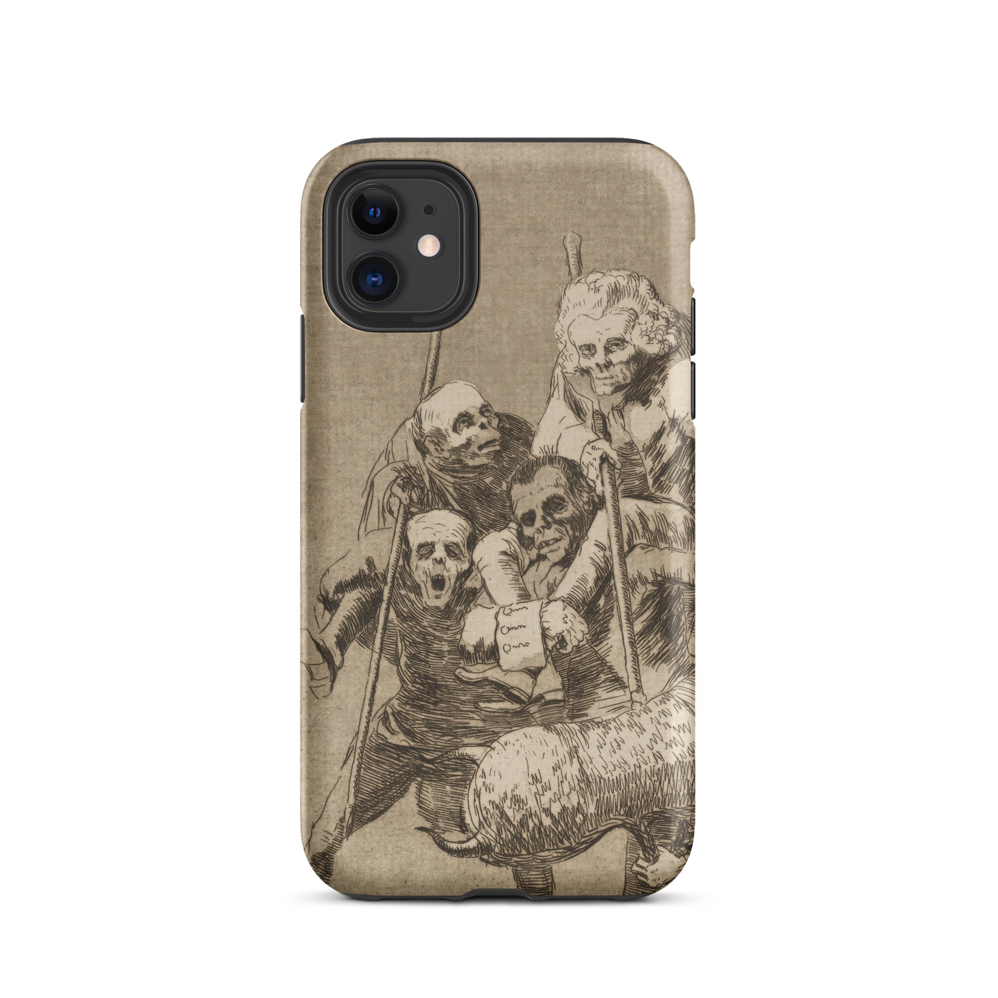What one does to Another - Francisco De Goya Iphone Case, 11 / Matte, Iphone Case Macabre Sketch Five Skeletal Figures Sheep