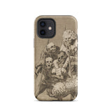 What one does to Another - Francisco De Goya Iphone Case, 12 / Matte, Beige Iphone Case Illustration Four Skeletal Figures Staffs