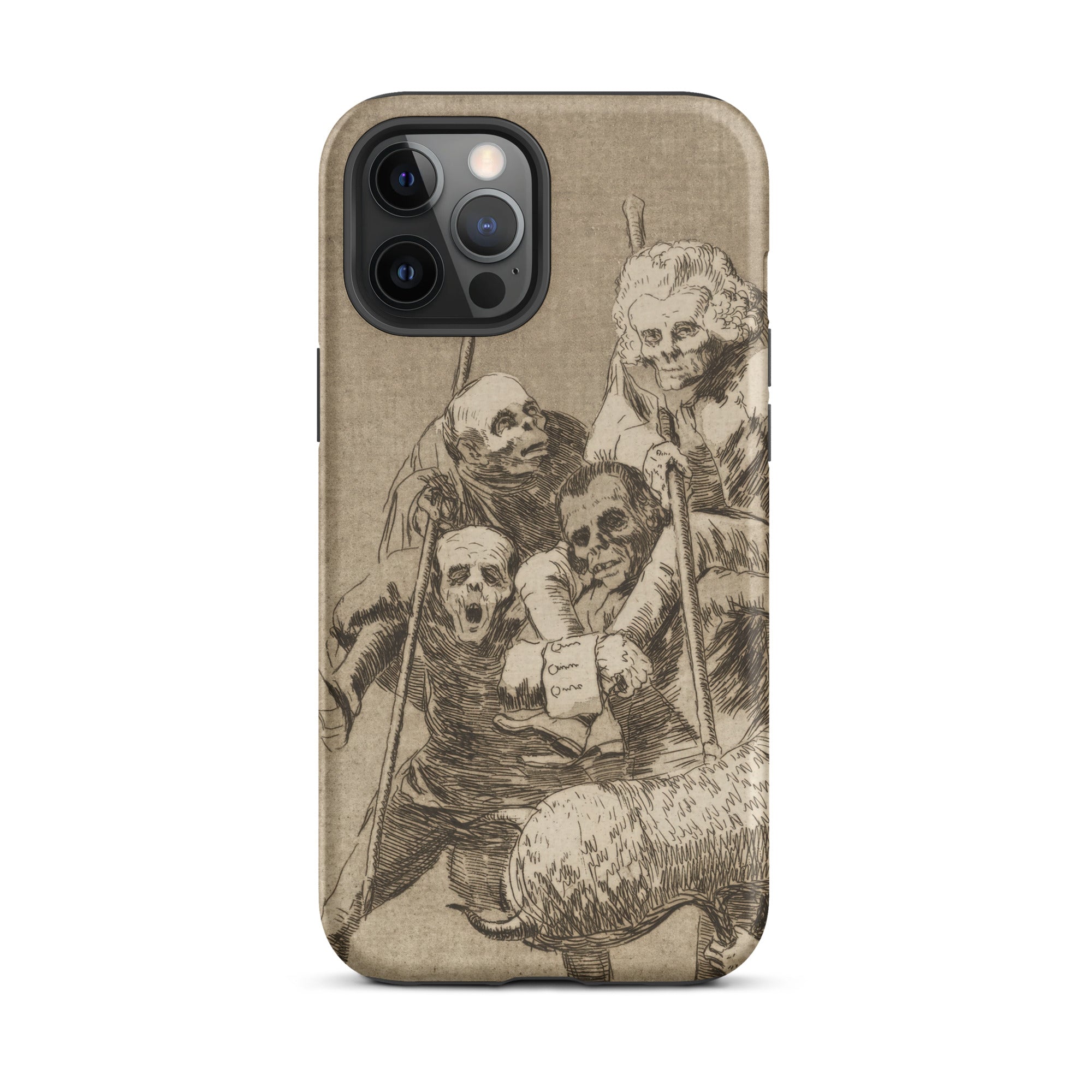 What one does to Another - Francisco De Goya Iphone Case, 12 Pro Max / Matte, Iphone Vintage-style Sepia-toned Illustration Skeletal