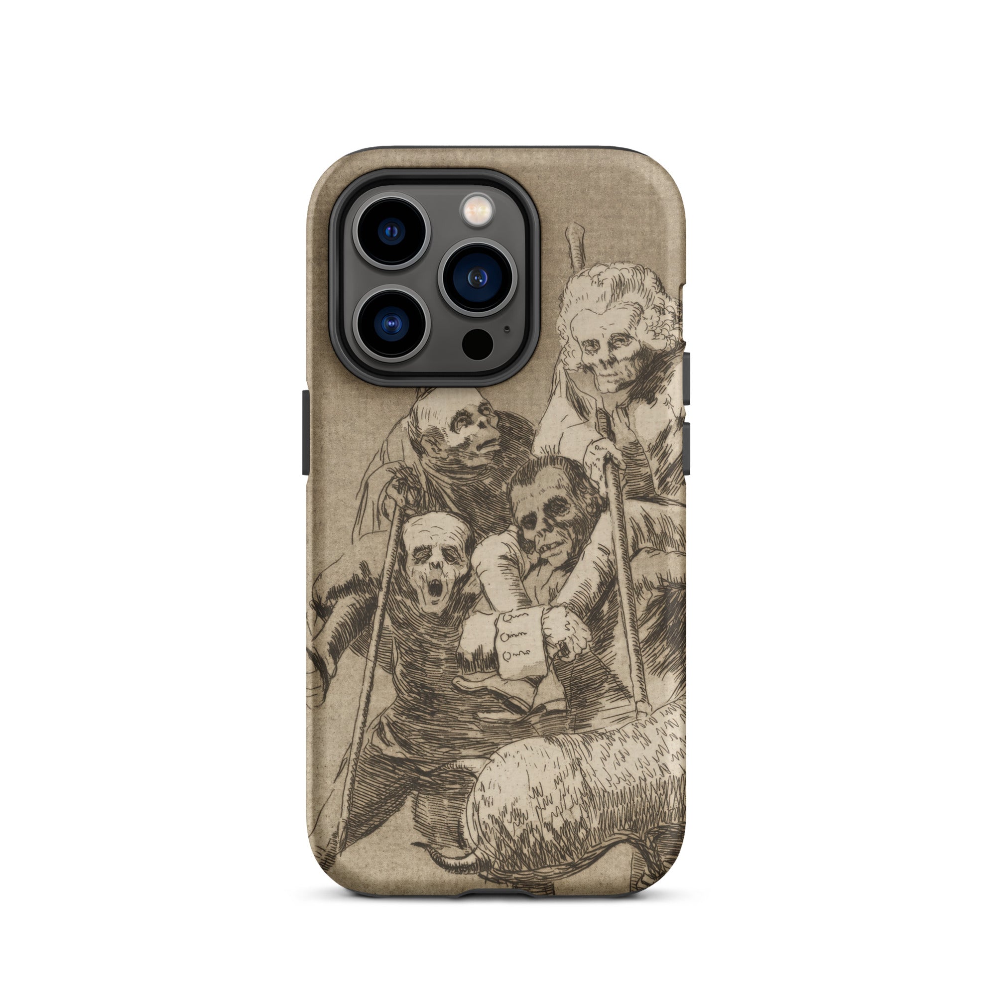 What one does to Another - Francisco De Goya Iphone Case, 14 Pro / Matte, Iphone Case Sepia-toned Macabre Illustration Skeletal Figures