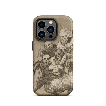 What one does to Another - Francisco De Goya Iphone Case, 14 Pro / Matte, Iphone Case Sepia-toned Macabre Illustration Skeletal Figures