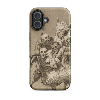 What one does to Another - Francisco De Goya Iphone Case, 16 Plus / Matte, Beige Phone Case Macabre Illustration Four Skeletal Figures