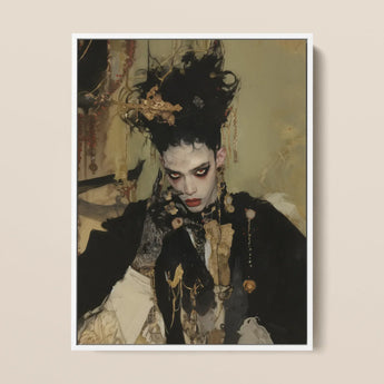 Antoine - Gay French Vampire Art Framed Canvas, 12x16’’ / 31x41cm / White Floating Frame, Framed Canvas Print Individual Dramatic Makeup