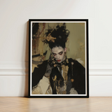 Black-framed Art Print Stylized Portrait Dramatic Makeup Ornate Gay French Vampire, Wrapped, Gothic Couture