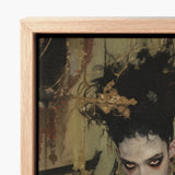 Framed Artwork Dark-haired Figure Red Eyes Adorned Intricate Gay French Vampire, Wrapped, Gothic Couture