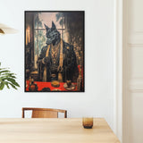 Anubis - Modern Egyptian God Art Framed Canvas, Framed Anthropomorphic Wolf Portrait