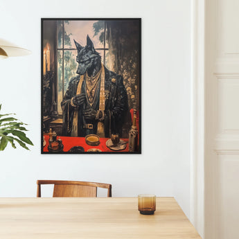Anubis - Modern Egyptian God Art Framed Canvas, Framed Anthropomorphic Wolf Portrait