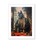 Anubis - Modern Egyptian God Art Print, Anthropomorphic Black Dog Victorian-style Formal Attire Jewelry