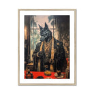 Anubis Modern Egyptian God Art Print, Anthropomorphic Black Dog Victorian Style Formal Attire Jewelry