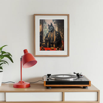 Anubis Modern Egyptian God Art Print, Framed Portrait Anthropomorphic Dog Victorian Era Formal Attire