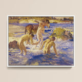 Anzacs Bathing - George Washington Lambert Art Print / Canvas, 16x12’’ / 41x31cm / White Frame, Posters Prints & Visual Artwork, Toby Leon