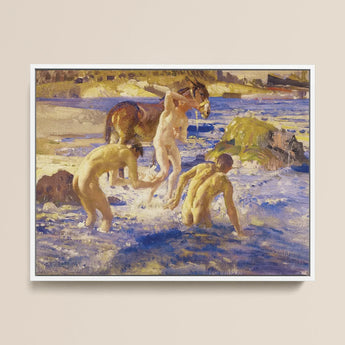 Anzacs Bathing - George Washington Lambert Art Print / Canvas, 16x12’’ / 41x31cm / White Frame, Posters Prints & Visual Artwork, Toby Leon