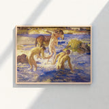 Framed Painting Nude Figures Horse River Rendered Impressionistic George Washington Lambert, Art Print, Captures