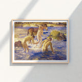Framed Painting Nude Figures Horse River Rendered Impressionistic George Washington Lambert, Art Print, Captures