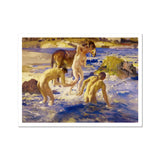 Anzacs Bathing - George Washington Lambert Art Print, Impressionistic Painting Nude Bathers Donkey