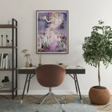 Aphromighty the 50ft Wiccan - Witch Myth Art Print Framed Artwork Stylized Figure Purple White Ethereal Scene Aphromighty Print Conjures,