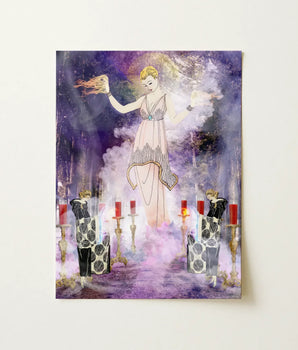 Rectangular Art Print Stylized Illustration Woman Elegant Gown Aphromighty Conjures, Divine Feminine Energy, Witch Myth