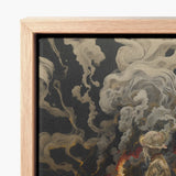 Framed Canvas Print Intricate Dark-toned Artwork Smoke-like Patterns Beautiful Apocalypse Art, World Unraveling, Haunting Ballet
