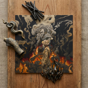 Apocalypso - Beautiful Apocalypse Art Print / Canvas Square Art Print Figure Ornate Hat Flames Smoke Beautiful Apocalypse Art, World