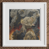Apocalypso - Beautiful Apocalypse Art Print, Framed Abstract Painting Surreal Figure Smoky Textures Fiery