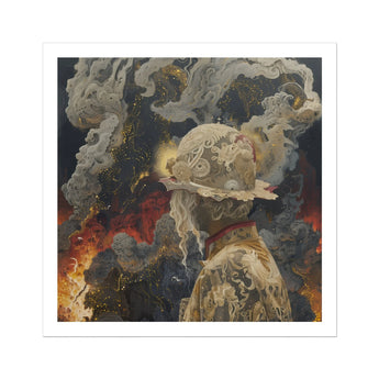 Apocalypso - Beautiful Apocalypse Art Print, Surreal Painting Figure Cloudy Ethereal Head Surrounded Smoke