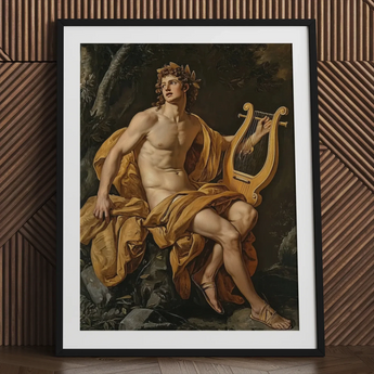 Apollo - Follower of Charles Meynier Art Print / Canvas Black-framed Art Print Classical Painting Apollo God Music Laurel Wreath Catches,