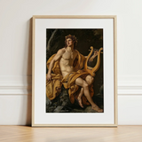 Apollo - Follower of Charles Meynier Art Print / Canvas Framed Classical Painting Muscular Nude Male Figure Golden Laurel Wreath Catches,