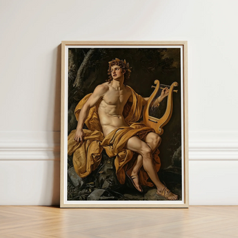 Apollo - Follower of Charles Meynier Art Print / Canvas Framed Classical Painting Muscular Nude Male Figure Golden Laurel Wreath Catches,