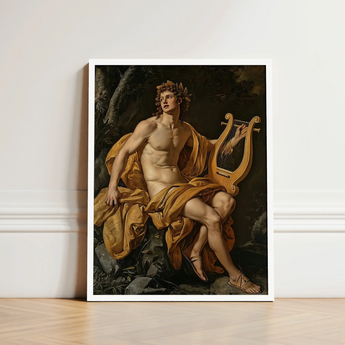 Apollo - Follower of Charles Meynier Art Print / Canvas Framed Classical Painting Muscular Nude Male Figure Golden Laurel Wreath Catches,