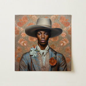 Apollo - Gay Black Dandy Cowboy Art Print / Canvas, 12x12’’ / 31x31cm / Unframed / no Border, Posters Prints & Visual Artwork, Toby Leon