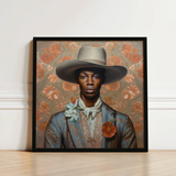 Framed Portrait Man Wide-brimmed Hat Ornate Attire Set Gay Black Cowboy, Dandy, Art