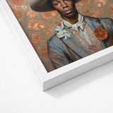 Framed Portrait Man Wide-brimmed Hat Ornate Blue Jacket Gay Black Cowboy, Dandy, Art