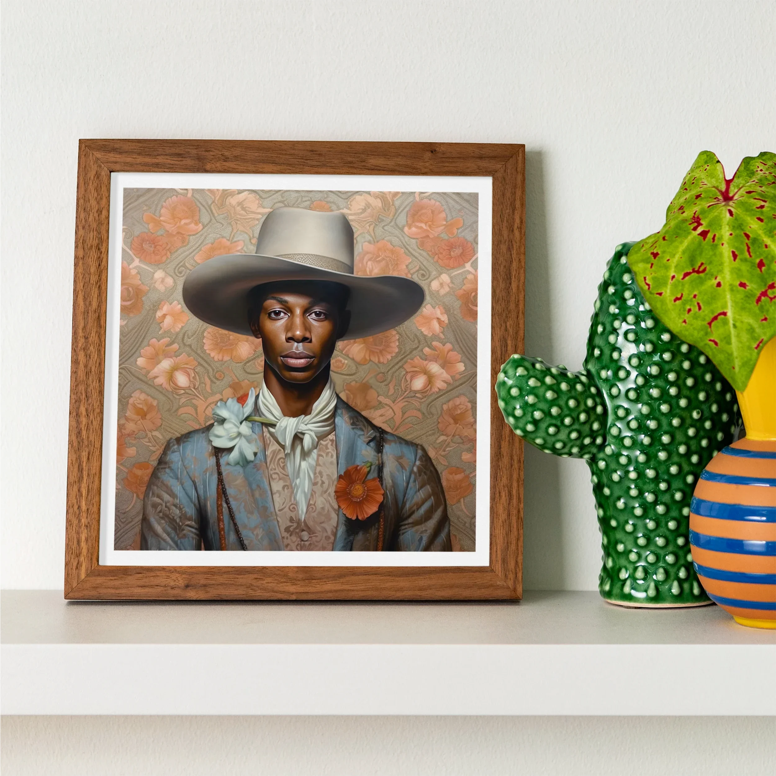 Apollo - Gay Black Dandy Cowboy Art Print 12’’x12’’ Posters Prints & Visual Artwork