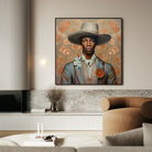 Apollo - Gay Black Dandy Cowboy Framed Canvas 32’’x32’’ Posters Prints & Visual Artwork