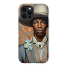 Apollo - Gay Black Dandy Cowboy Iphone Case, 12 Pro Max / Matte, Phone Case Portrait Black Man Hat Neckerchief