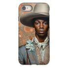 Apollo - Gay Black Dandy Cowboy Iphone Case, 8 / Matte, Phone Case Portrait Person Wide-brimmed Hat White Neckerchief