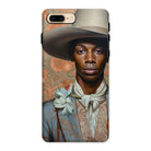 Apollo - Gay Black Dandy Cowboy Iphone Case, 8 Plus / Matte, Phone Case Portrait Person Wide-brimmed Hat Neckerchief Floral