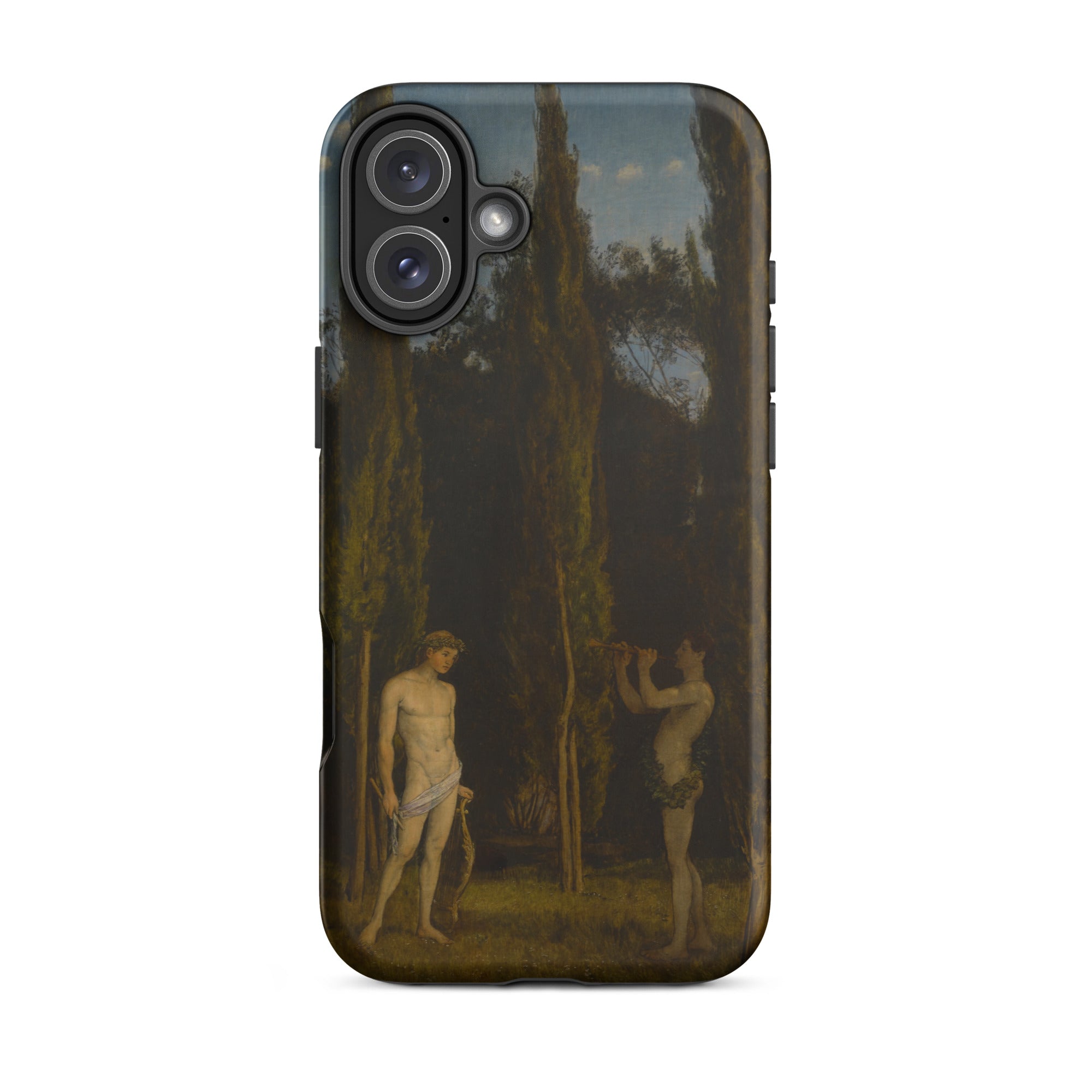 Apollo & Marsyas Hans Thoma Greek Myth Iphone Case, 16 Plus / Matte, Phone Case Classical Painting