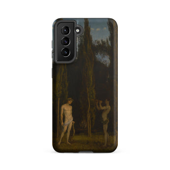 Apollo & Marsyas - Hans Thoma Greek Myth Phone Case Samsung Galaxy S21 Fe / Matte Black Phone Case Dark Classical Painting Two Nude Greek