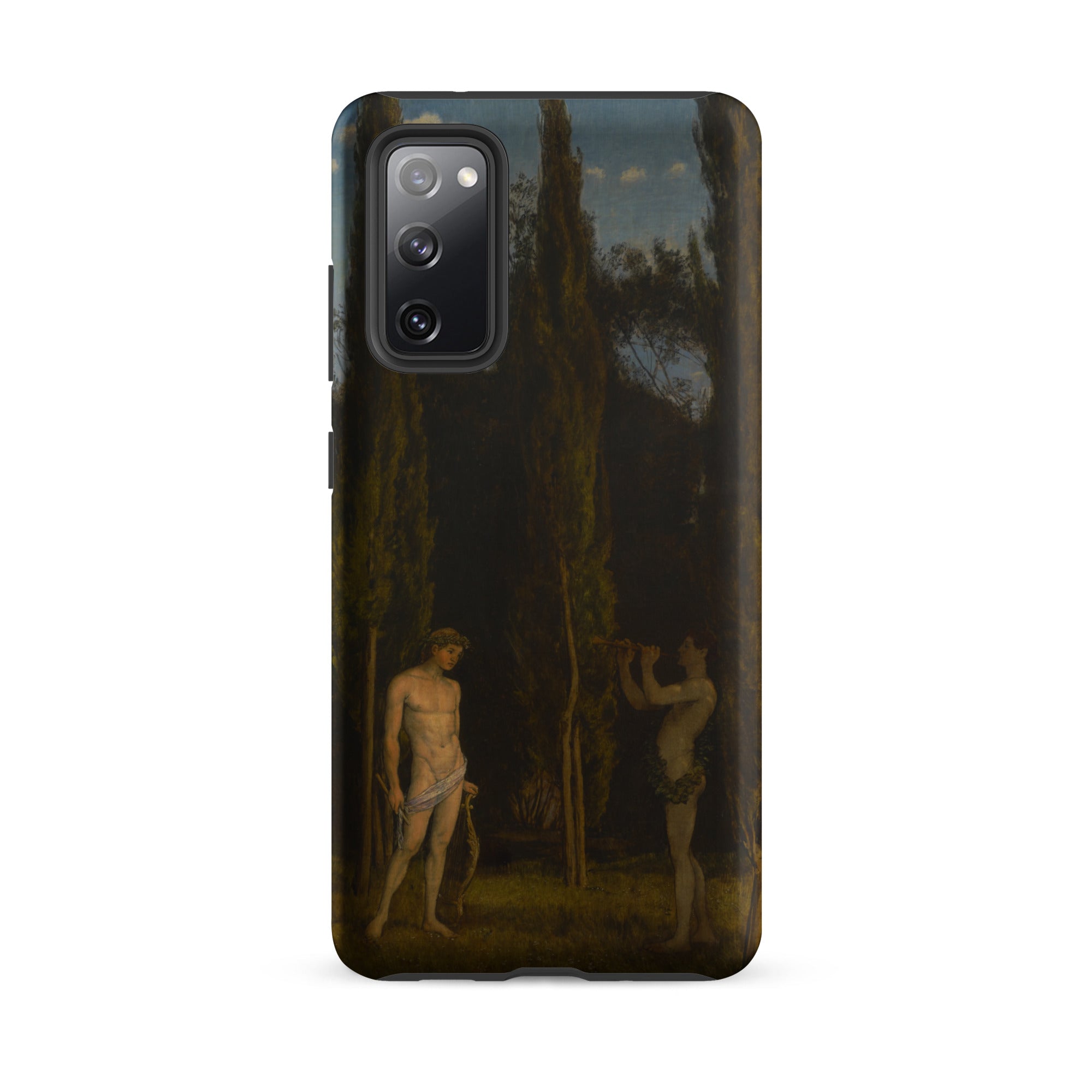 Apollo & Marsyas Hans Thoma Greek Myth Samsung Case, Galaxy S20 Fe / Matte, Black Smartphone Case Classical Painting Two Figures Forest