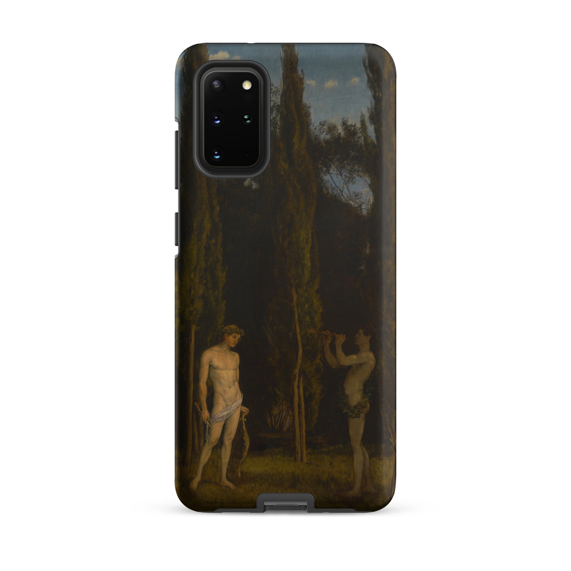 Apollo & Marsyas Hans Thoma Greek Myth Samsung Case, Galaxy S20 Plus / Matte, Black Smartphone Case Classical Painting Two Figures Forest