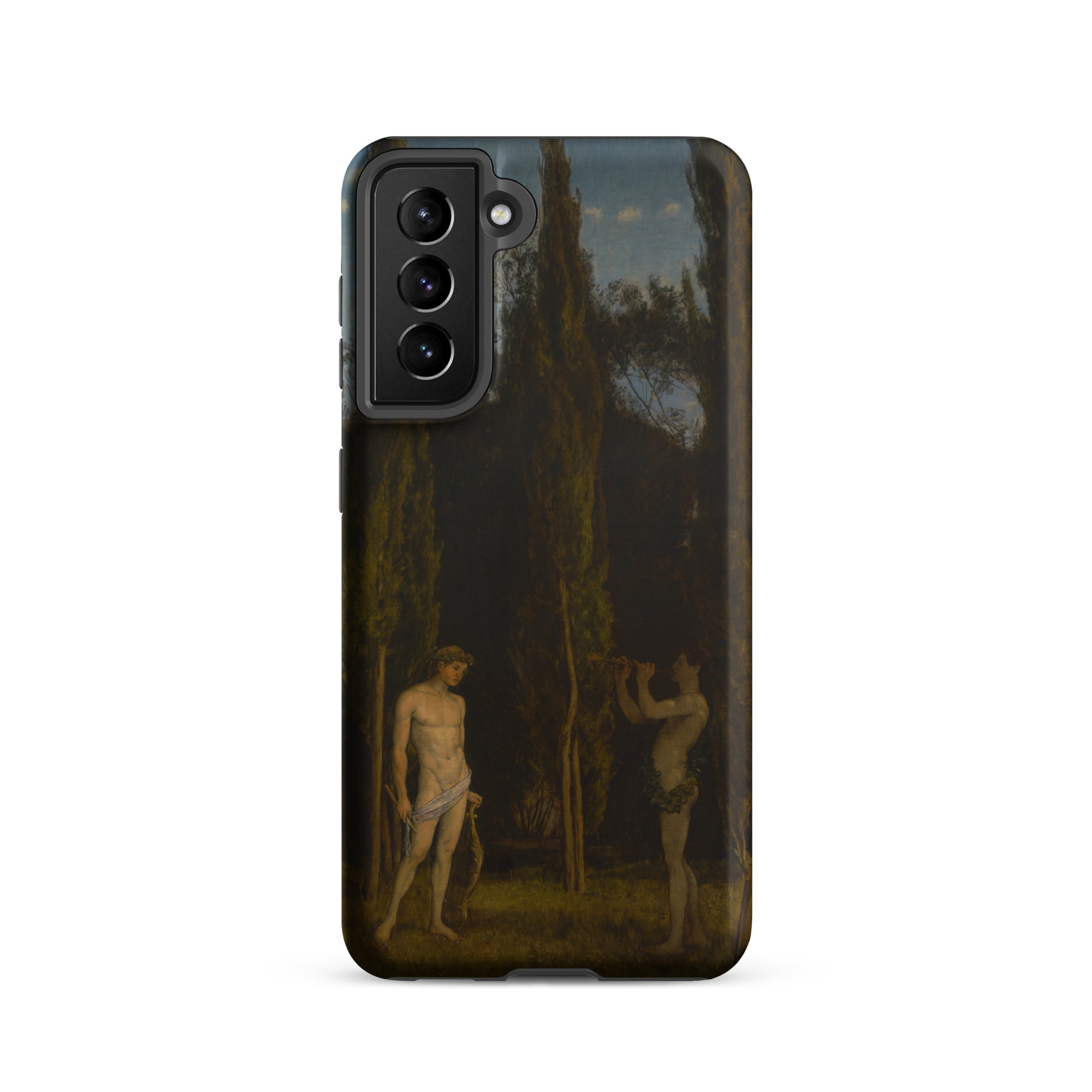 Apollo & Marsyas Hans Thoma Greek Myth Samsung Case, Galaxy S21 / Matte, Dark Colored Smartphone Case Classical Painting Two Figures Forest