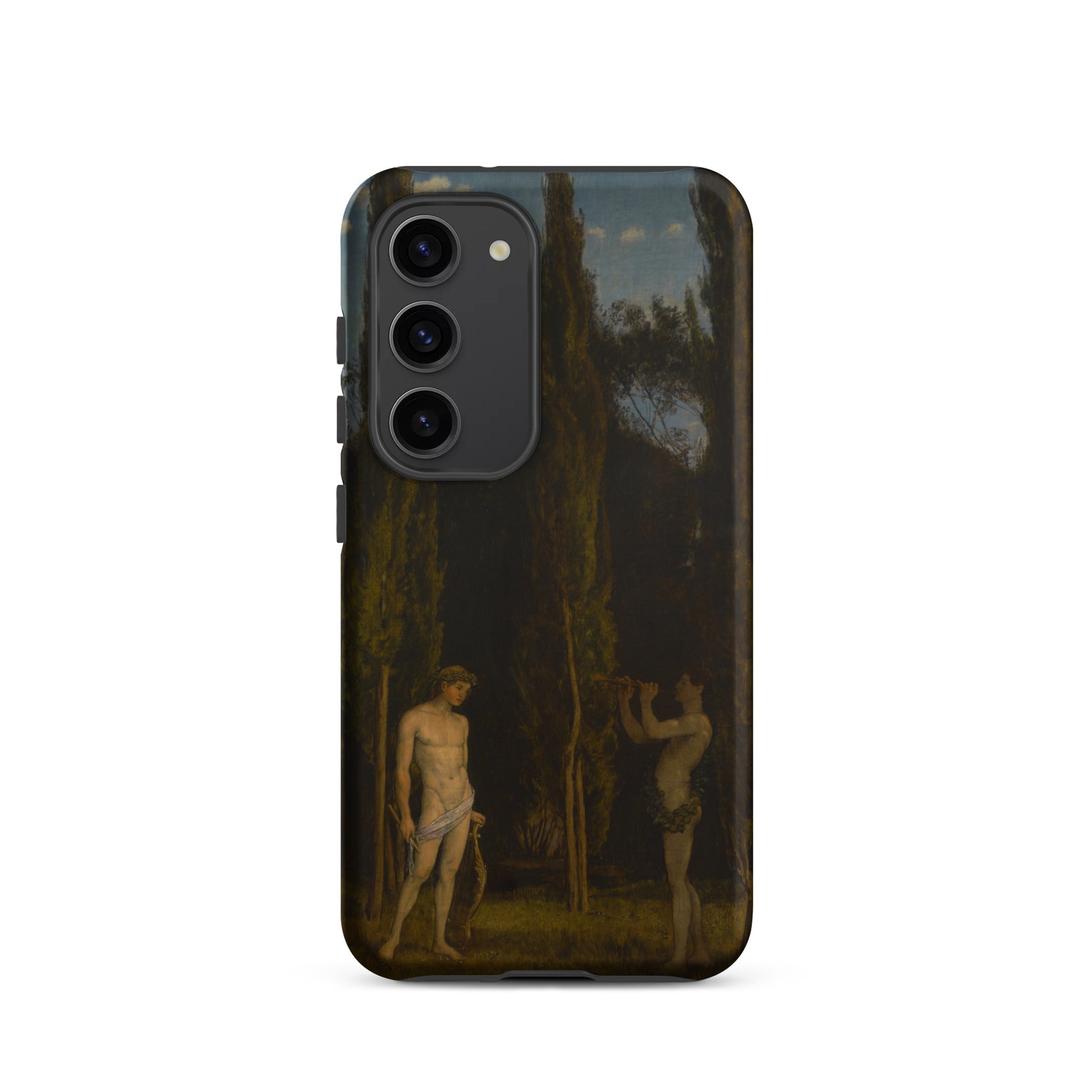 Apollo & Marsyas Hans Thoma Greek Myth Samsung Case, Galaxy S23 / Matte, Dark Colored Smartphone Case Classical Painting Two Figures Forest