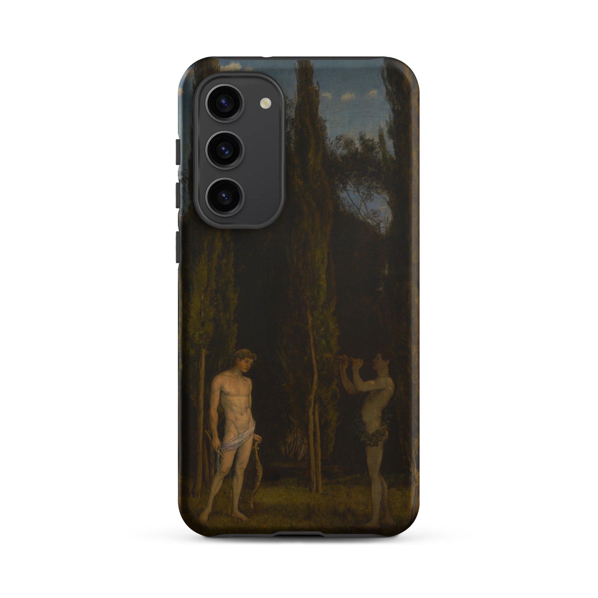 Apollo & Marsyas Hans Thoma Greek Myth Samsung Case, Galaxy S23 Plus / Matte, Black Phone Case Classical Painting Two Figures Dark